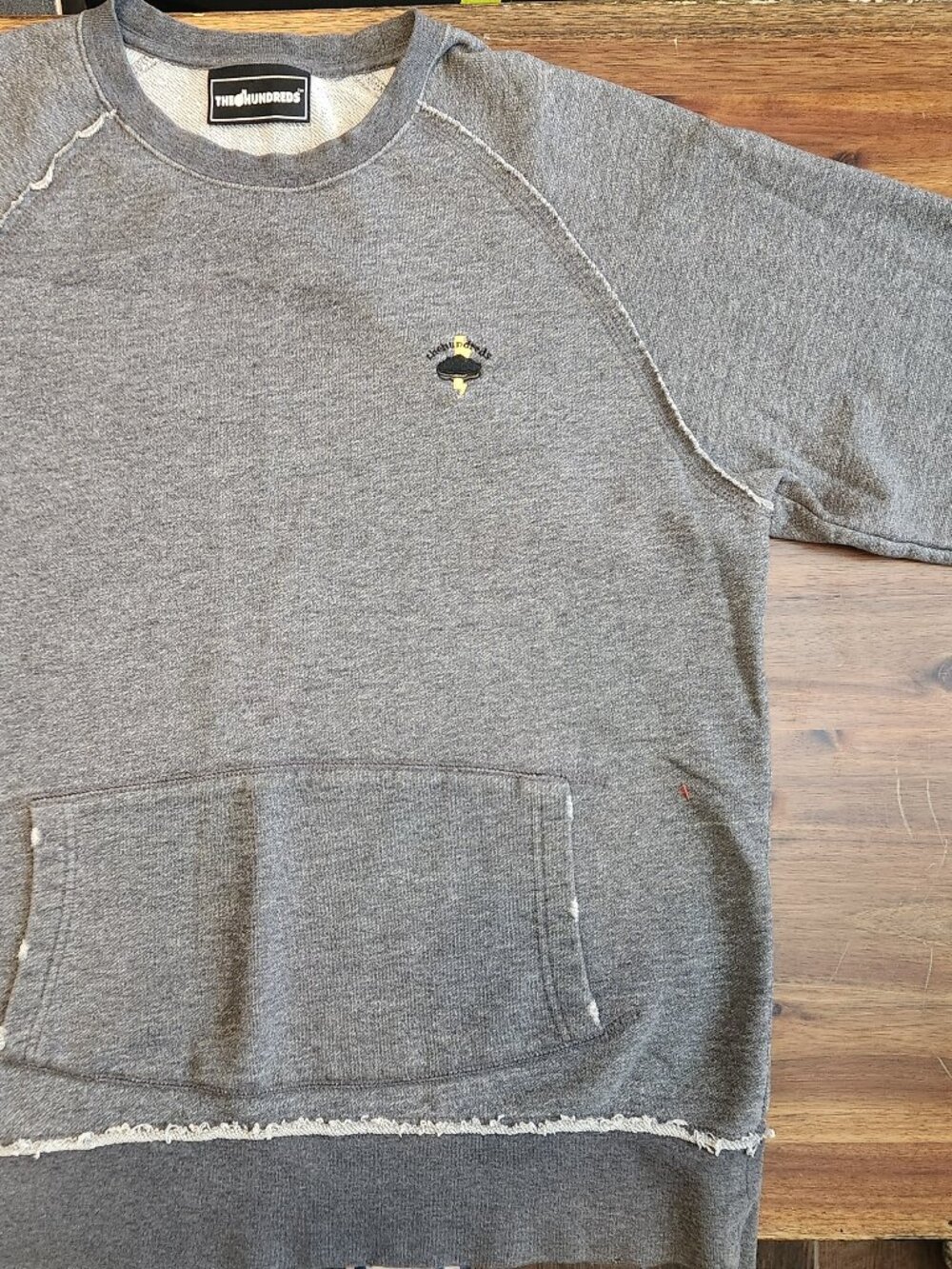 The Hundreds Gray Distressed Crewneck l-Reversed Seam